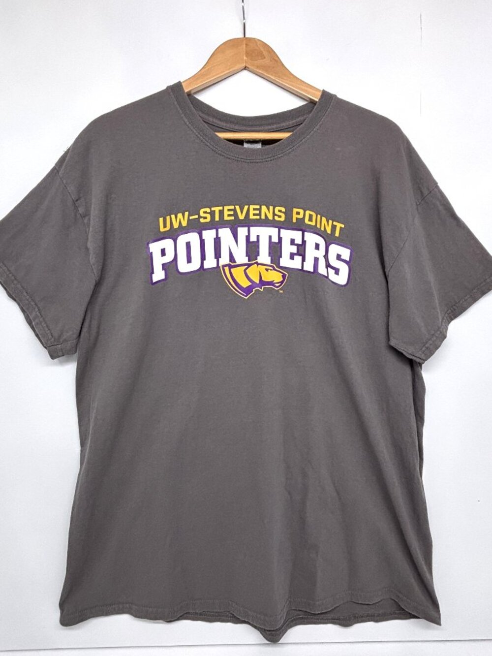 University of Wisconsin Stevens Point Pointers T-Shirt Gray Men's Size XL